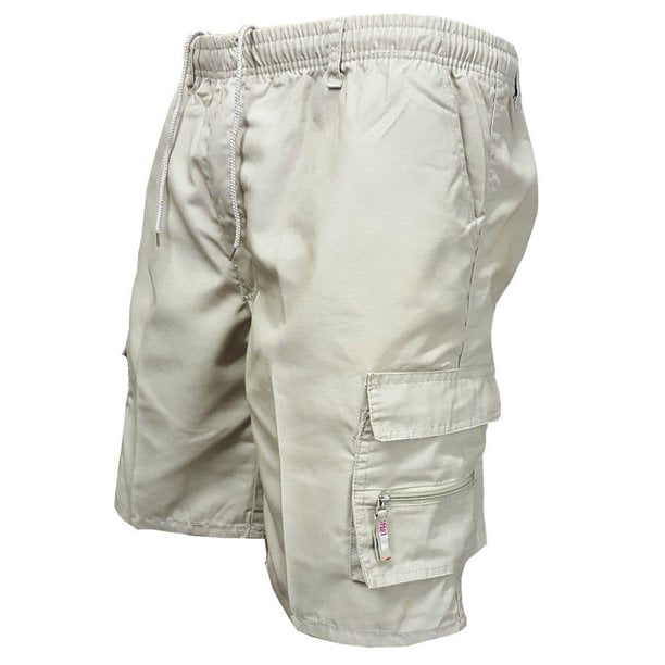 Mens Elasticated Casual Cargo Shorts Summer Holiday Cotton Half Pants Big Size
